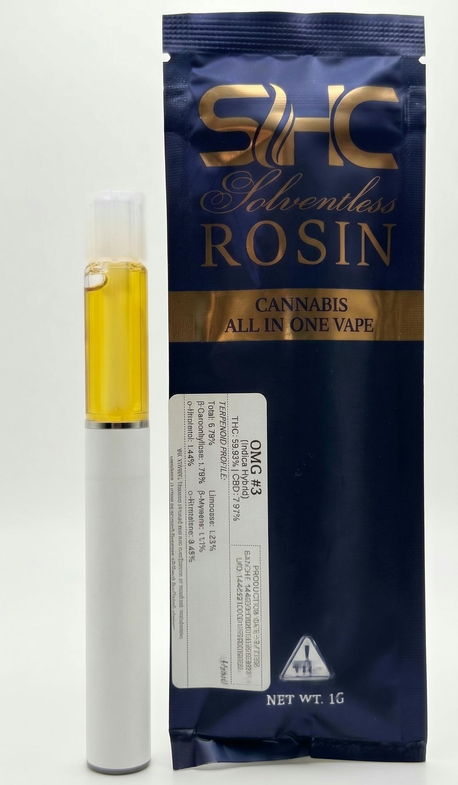 OMG #3 1g Rosin Disposable Vape - SHC - Indica