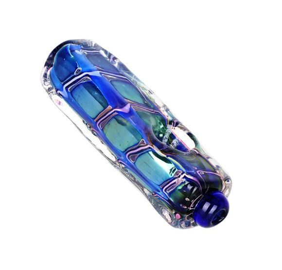 Iridescent Jewel Squared Glass Hand Pipe 3.75"