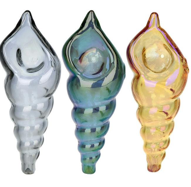 Logarithmic Spiral Electroplated Glass Hand Pipe 4.5"