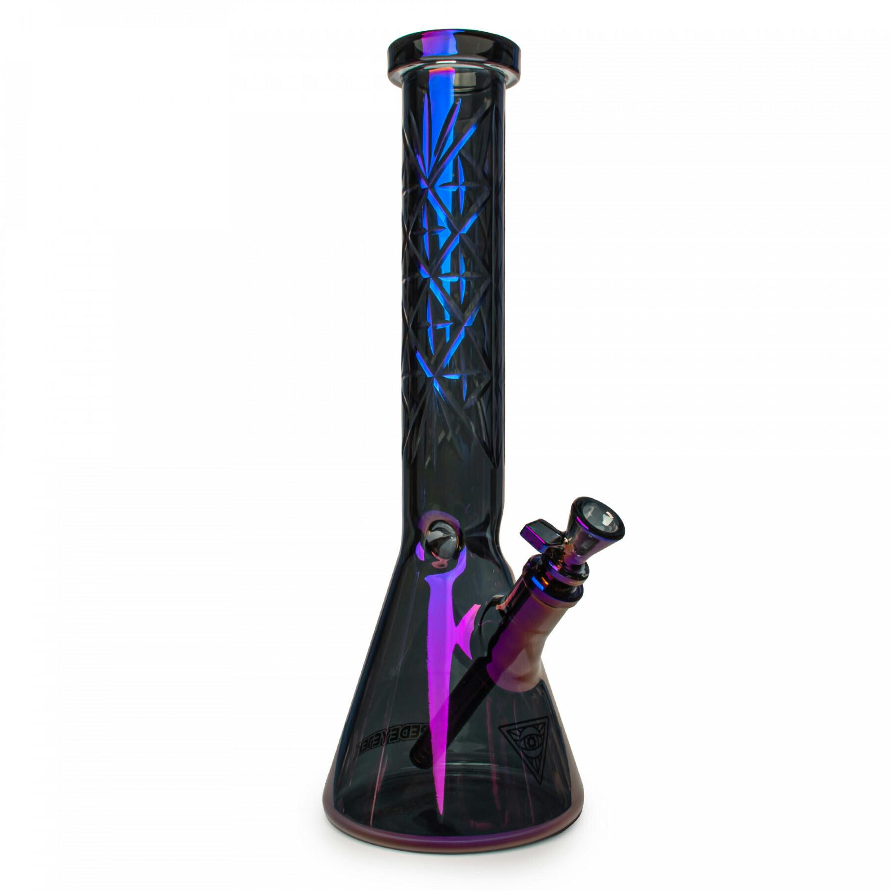 Blue 7mm Thick Metallic Terminator Finish Traditions Series Beaker Tube W/Multi-Pointed Hobstar D...