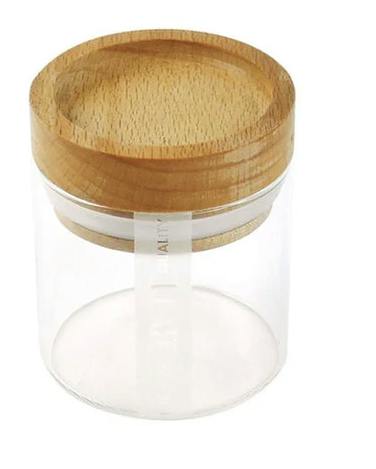 RYOT Clear Glass Jar w/ Beech Tray Lid