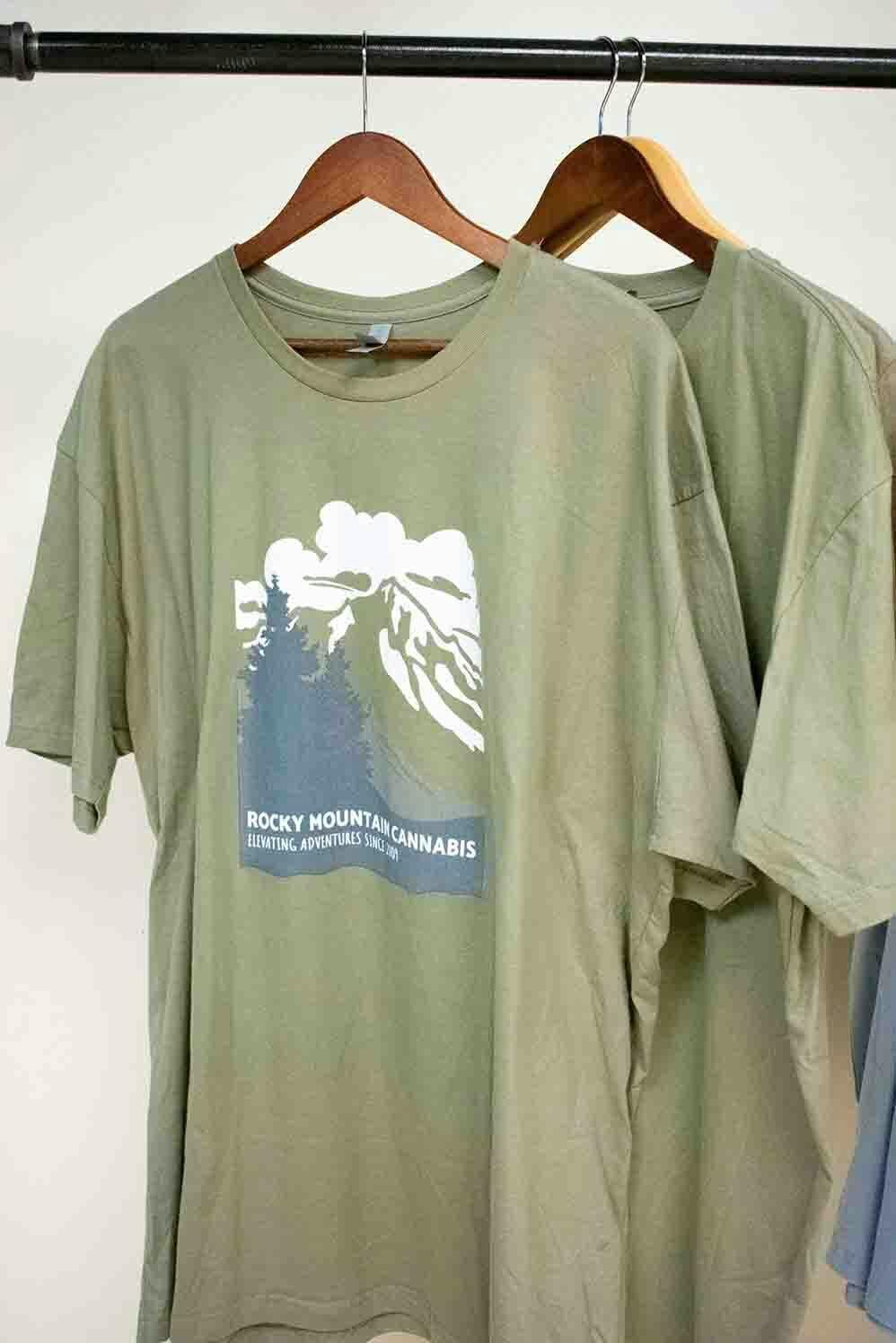 RMC Mountain & Tree T- Shirt - Olive Green (L)