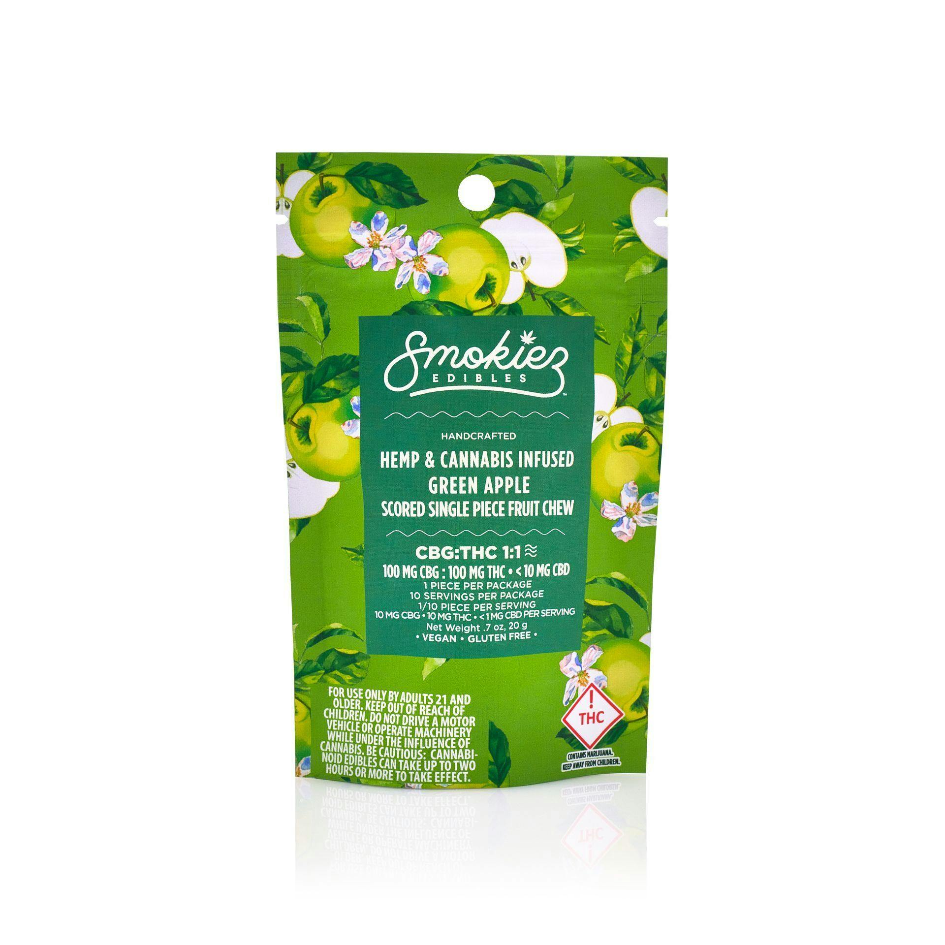 Smokiez-Gummies-Sour Green Apple 1:1 THC CBG (H)