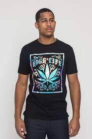 Hight Life 3D Iridescent Leaf T-shirt Black