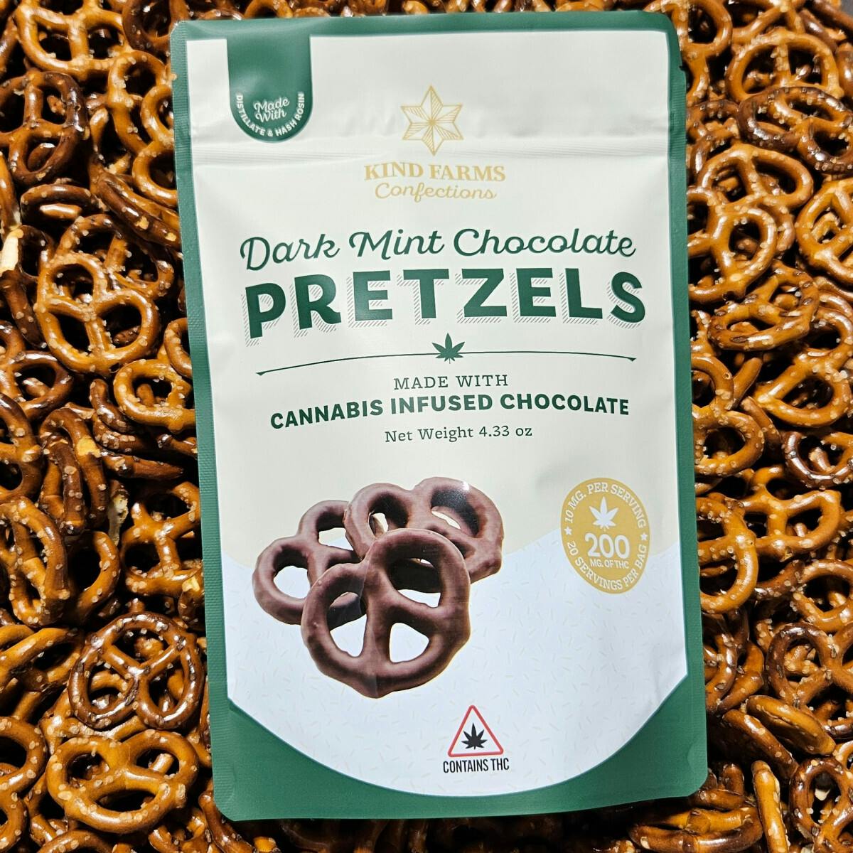 Kind Farms | Dark Mint Chocolate Covered Pretzels