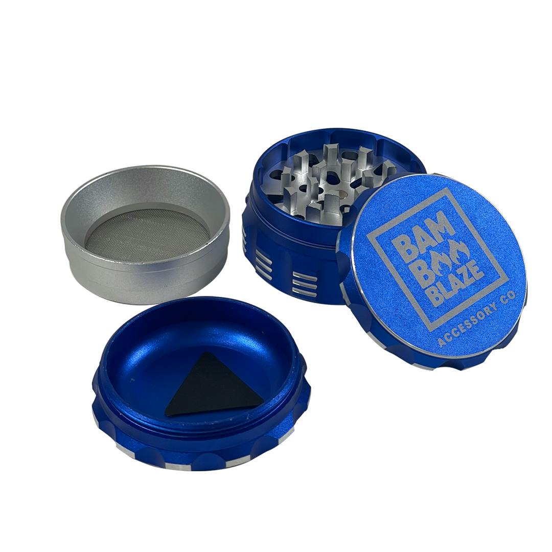 Bamboo Blaze - Indented 4-Piece Grinder - Blue