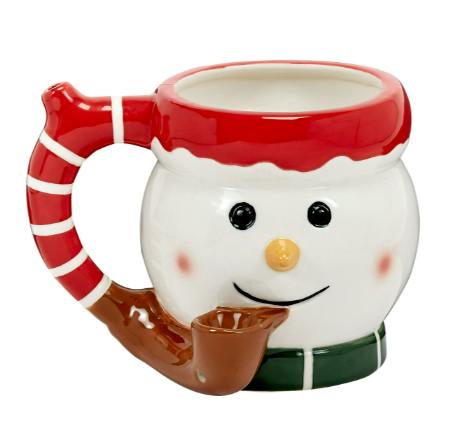 Snowman Ceramic Mug with Pipe