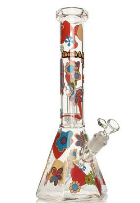 Cheech and Chong 15" Power To The Flower Dual Chamber Hex Beaker Base Bong