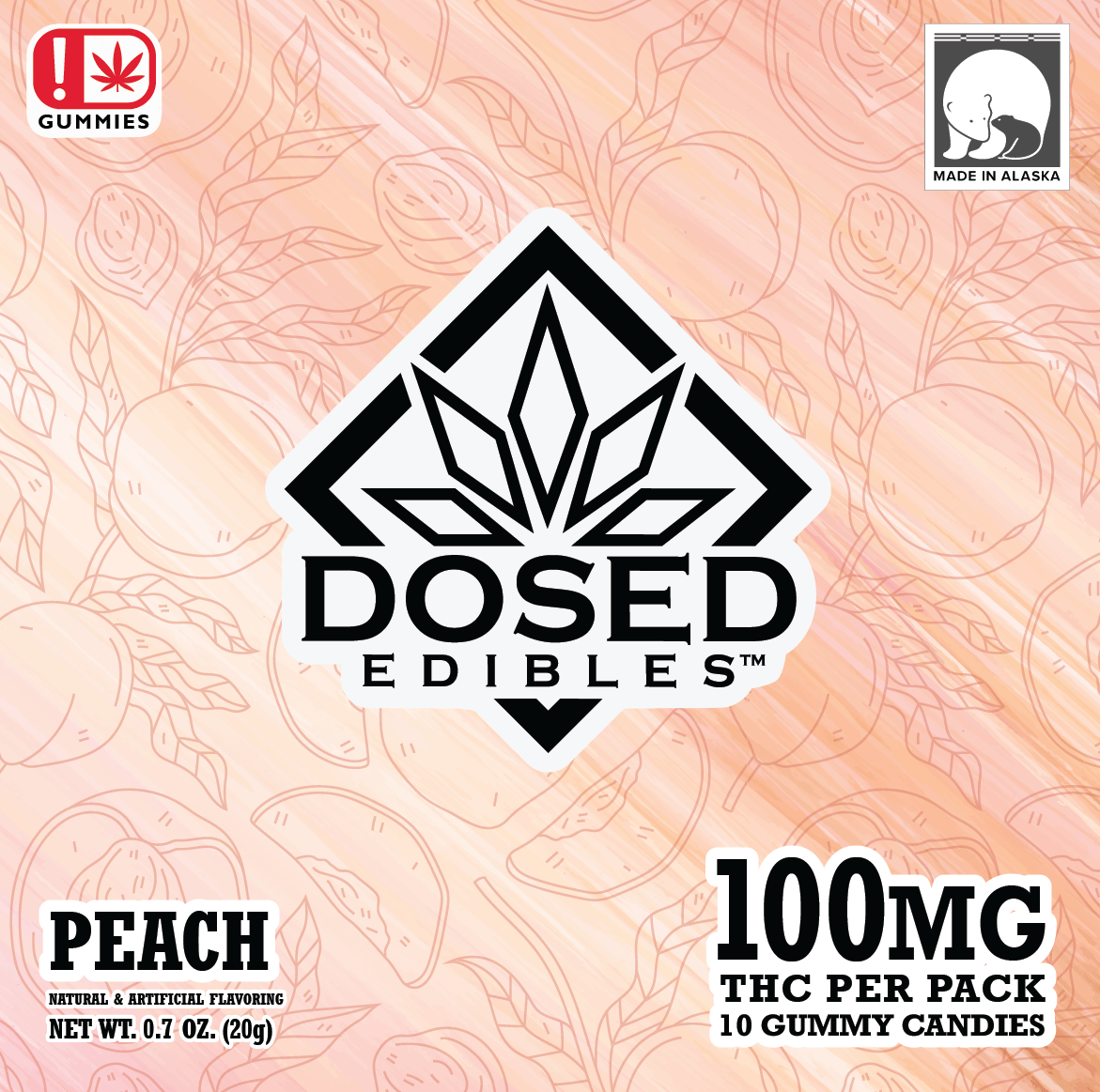 100mg | Peach | Gummies | Dosed Edibles