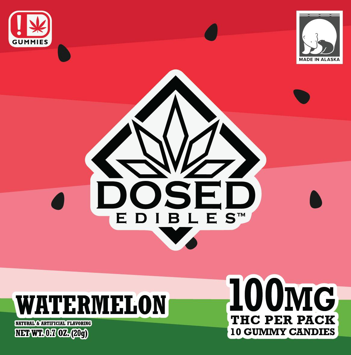 100mg | Watermelon | Gummies | Dosed Edibles Alaska