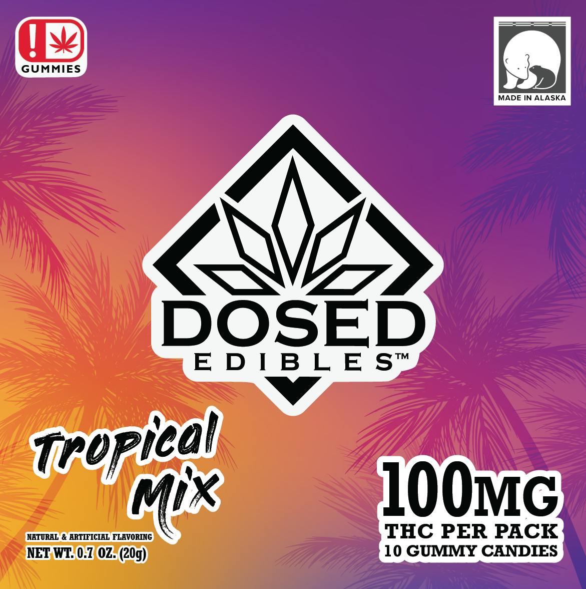 100mg | Tropical Mix | Gummies | Dosed Edibles Alaska