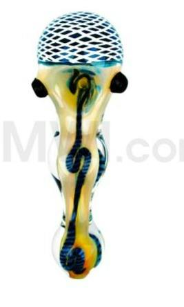 * 4.5" | Fumed Lattincio Spoon W/ Net Design | Pipe | 907 Distributors