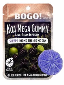 Koa Cannabis Co. - Blackberry Lime x Granddaddy Purp - Gummy - 1pc - 100mg