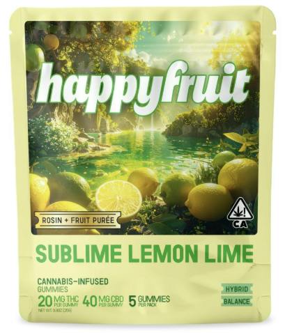 Happy Fruit - Live Rosin - Sublime Lemon Lime - Gummies - 5pk - 100mg THC/200mg CBD
