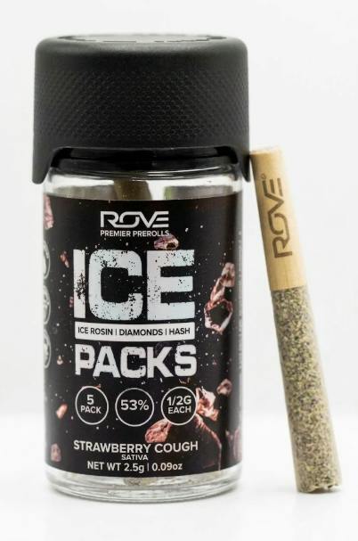 Rove - Strawberry Cough - Ice Packs Rosin Prerolls - Hash Infused - 5pk - 2.5G