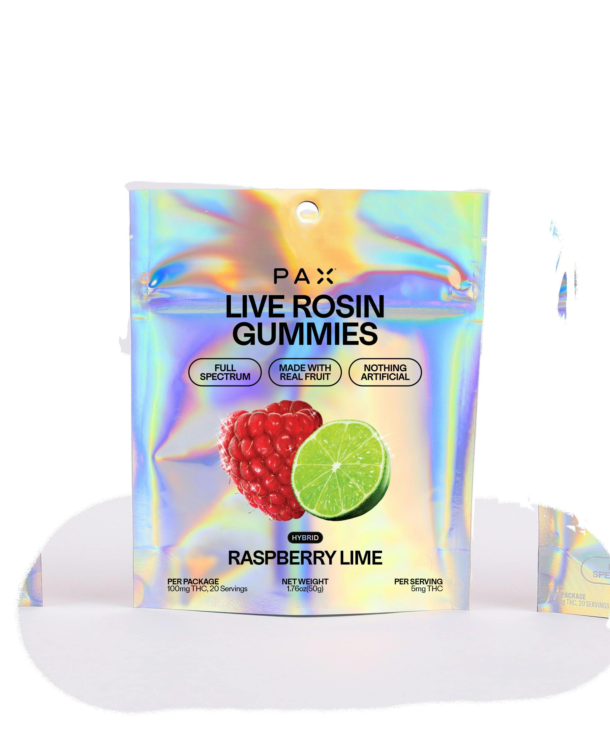Gummies | Live Rosin Raspberry Lime | 100mg | PAX