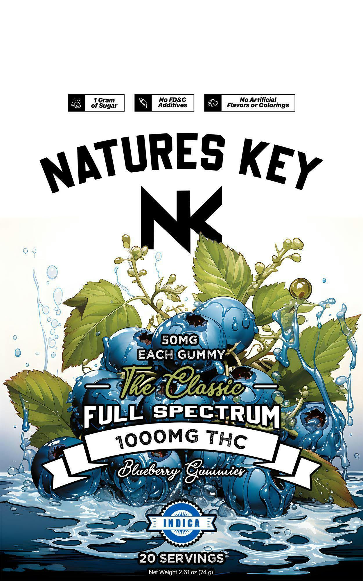 Nature's Key Blueberry Indica Gummies 1000MG by Nature's Key