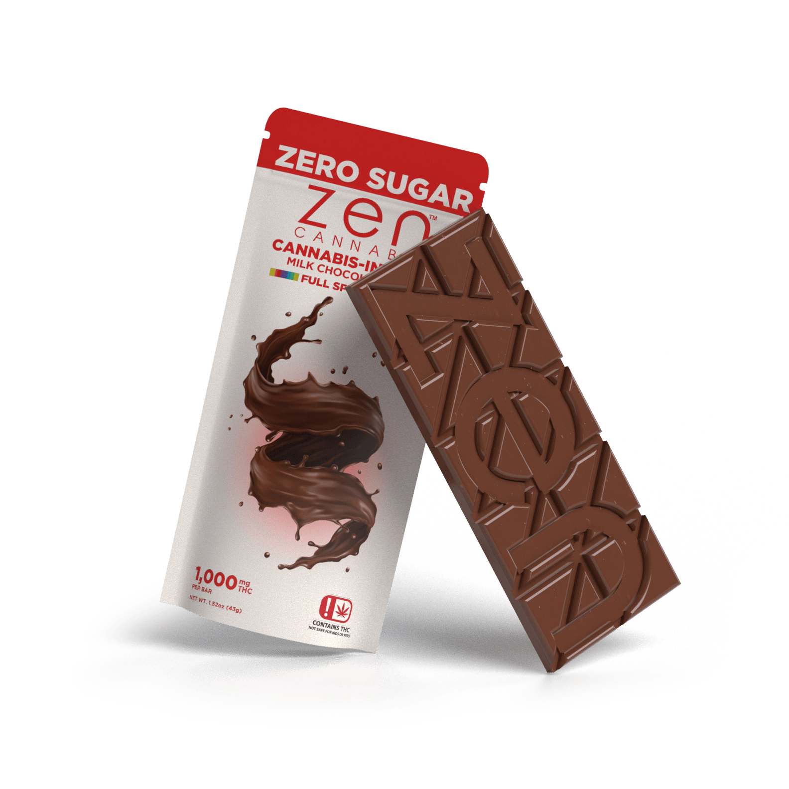 ZEN Cannabis ZERO SUGAR Milk Chocolate 1000mg by Zen Cannabis