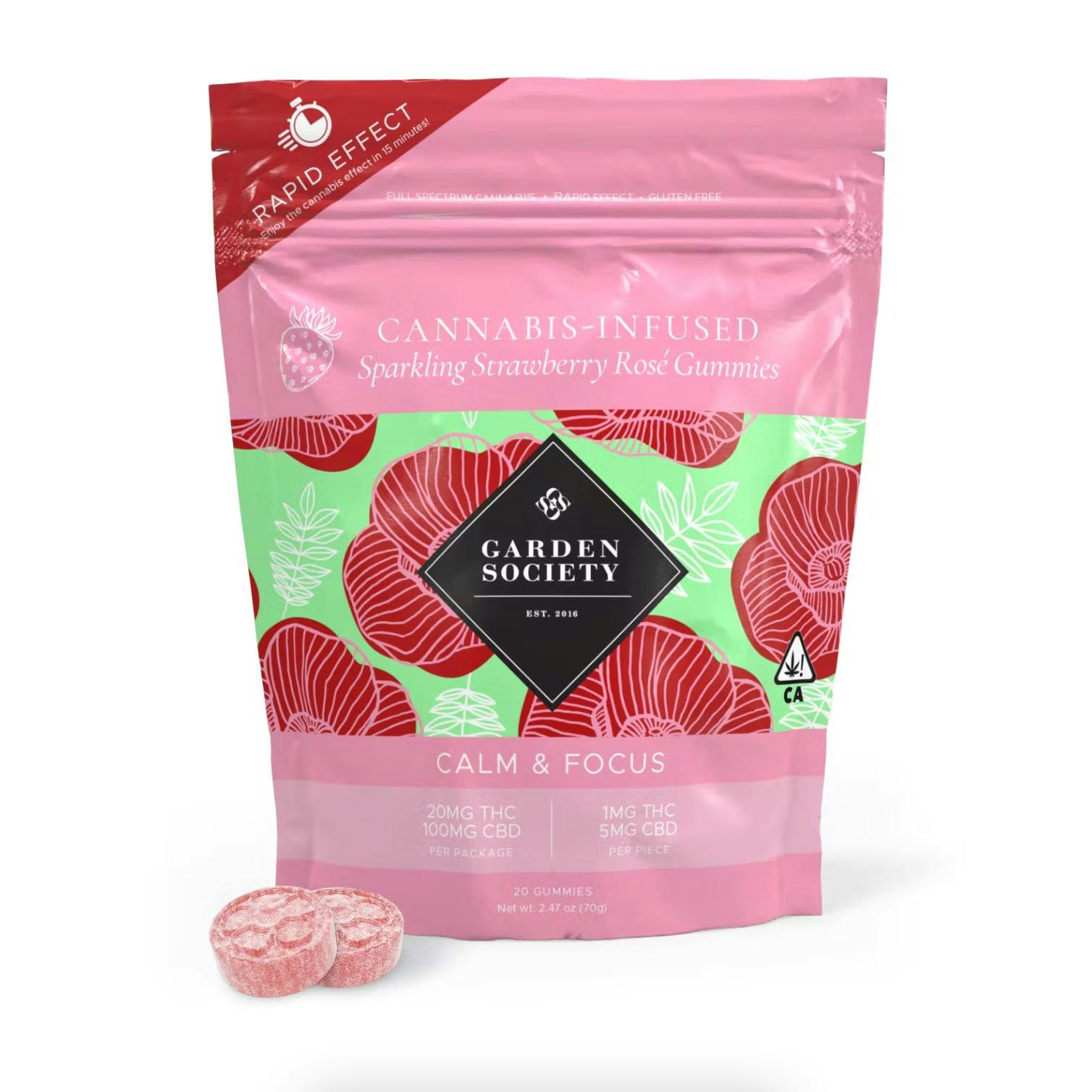 Garden Society Sparkling Strawberry Rosé Gummies (1:5 THC:CBD)