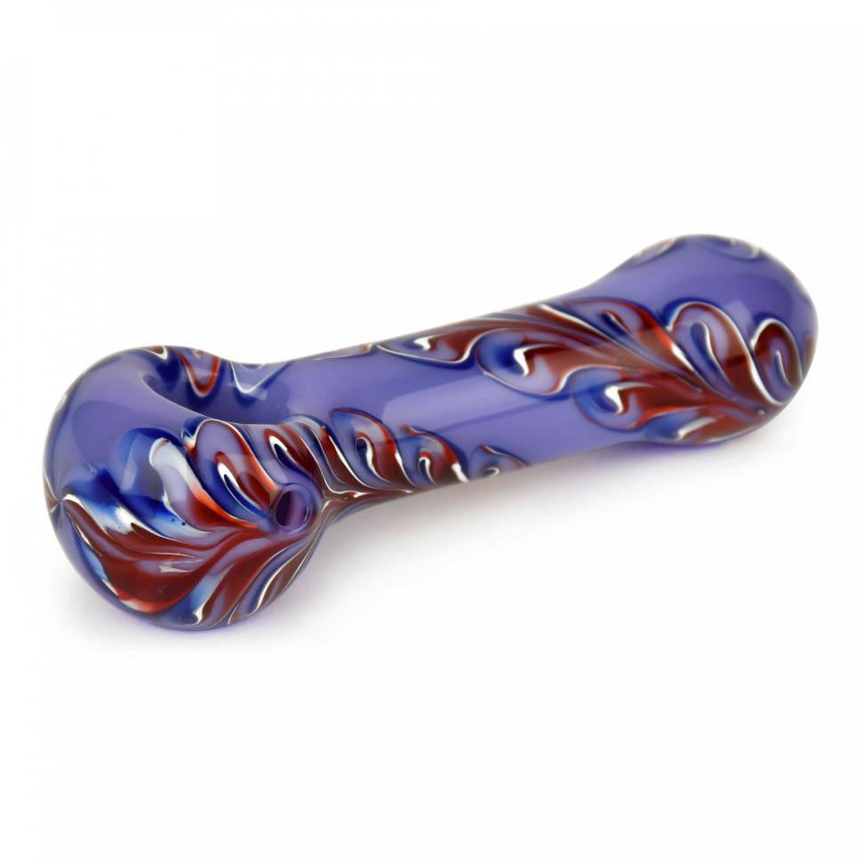 Red Eye Glass 4.5" Purple Paisley Hand Pipe - Purple & Red