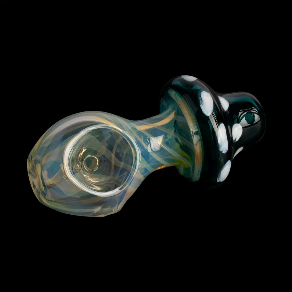 Red Eye Glass 3.5" Stand Up Mushroom Hand Pipe - Blue
