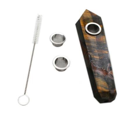 MAQ - Crystal Pipe Karma Glass - Tiger's Eye