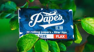 Papes Rolling Papers King Flax w/32 leaflet,tips,mag