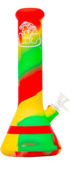 LIT Silicone 12" Tall Beaker Water Pipe w/Downstem & Bowl - Rasta