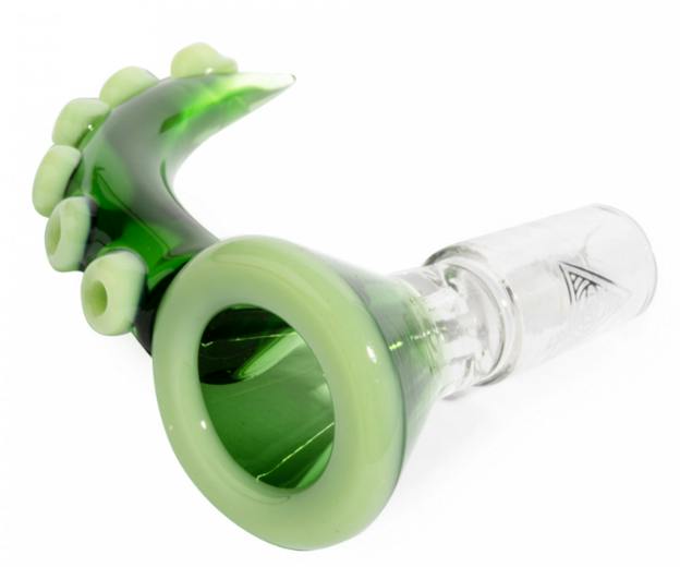 Red Eye Glass Bowl - 14mm Tentacle Cone Pull-Out Green & Slyme
