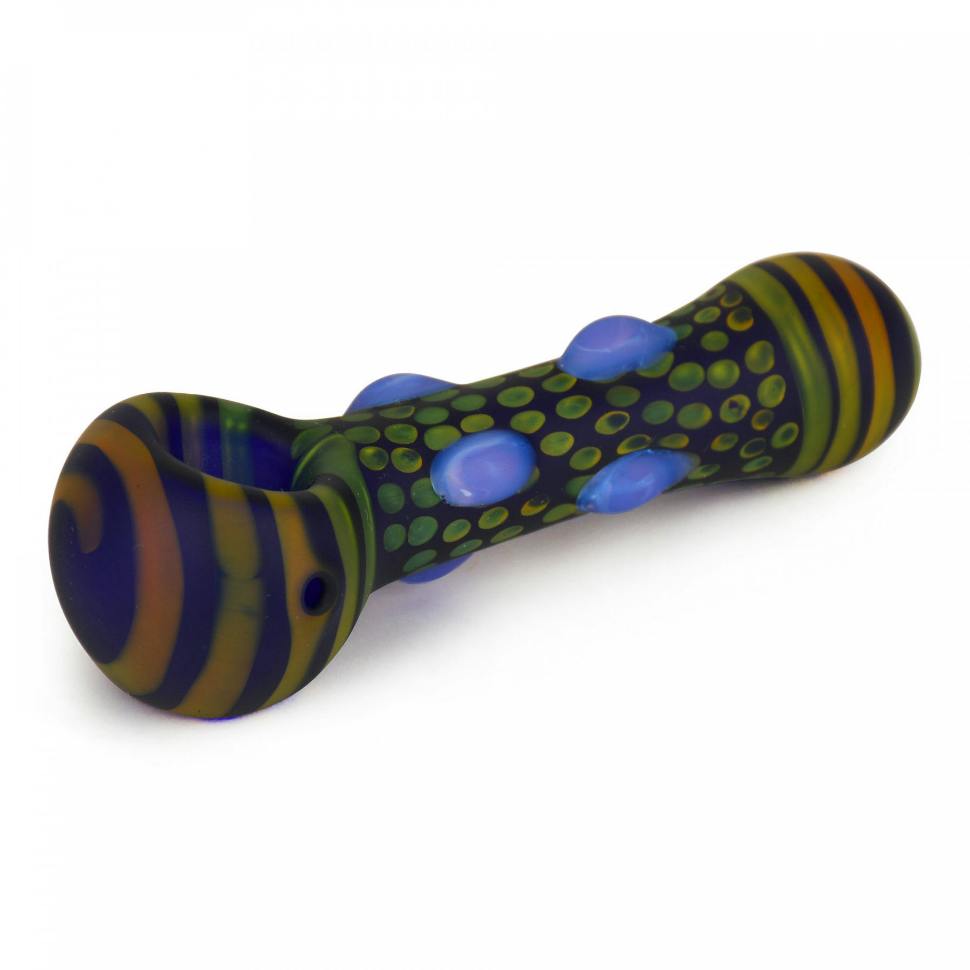 Red Eye Glass 4.5" Frosted Colour Dots Hand Pipe - Blue