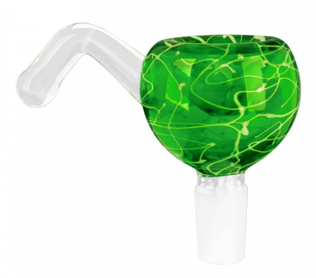 Red Eye Glass Bowl - 14mm Glass-On-Glass Van Halen Pull-Out Green & White