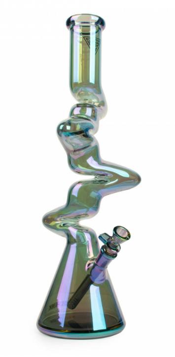 Red Eye Tek - 16" Tall Metallic Terminator Finish 4-Arm Zag Beaker Tube - Blue