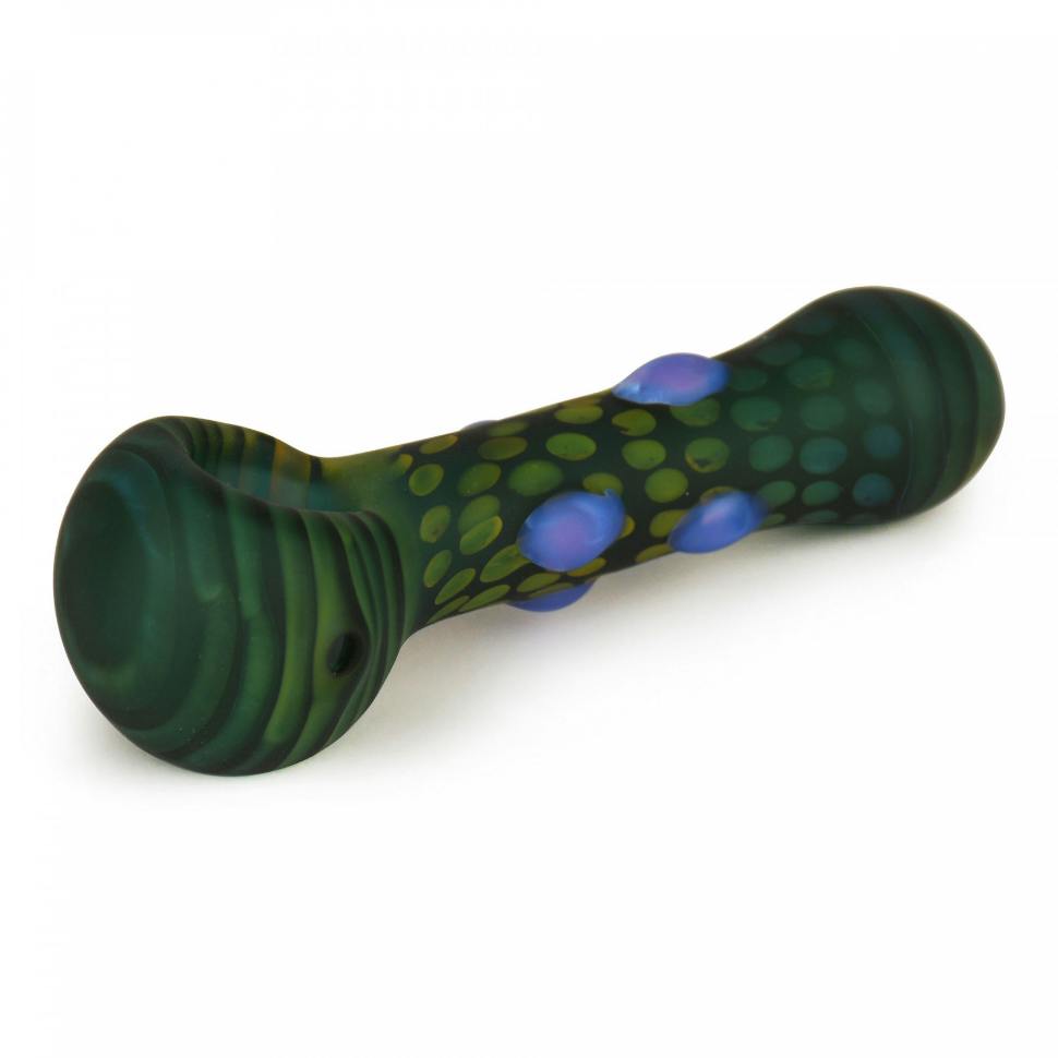 Red Eye Glass 4.5" Frosted Colour Dots Hand Pipe - Teal