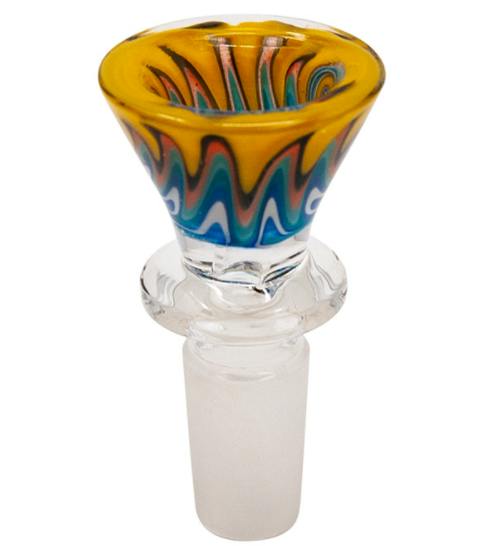Maple Craft 14mm Glass Bowl - Conical Reverse Art Yellow