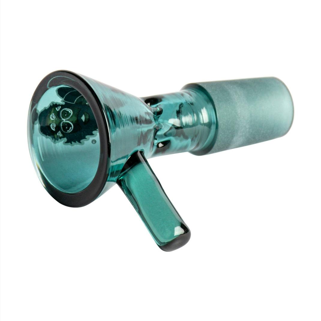 Cheech & Chong Glass 14mm Pull-Out Bowls - Teal w/Gold Foil Heads Logo