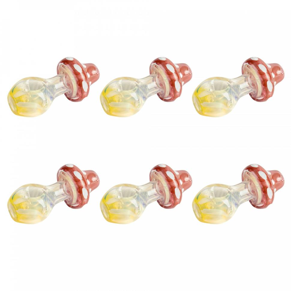 Red Eye Glass 3.25" Stand Up Mushroom Hand Pipe