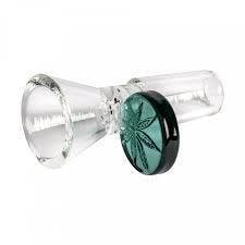 Red Eye Glass - 14mm Cone Pull-Out with Leaf (Green)
