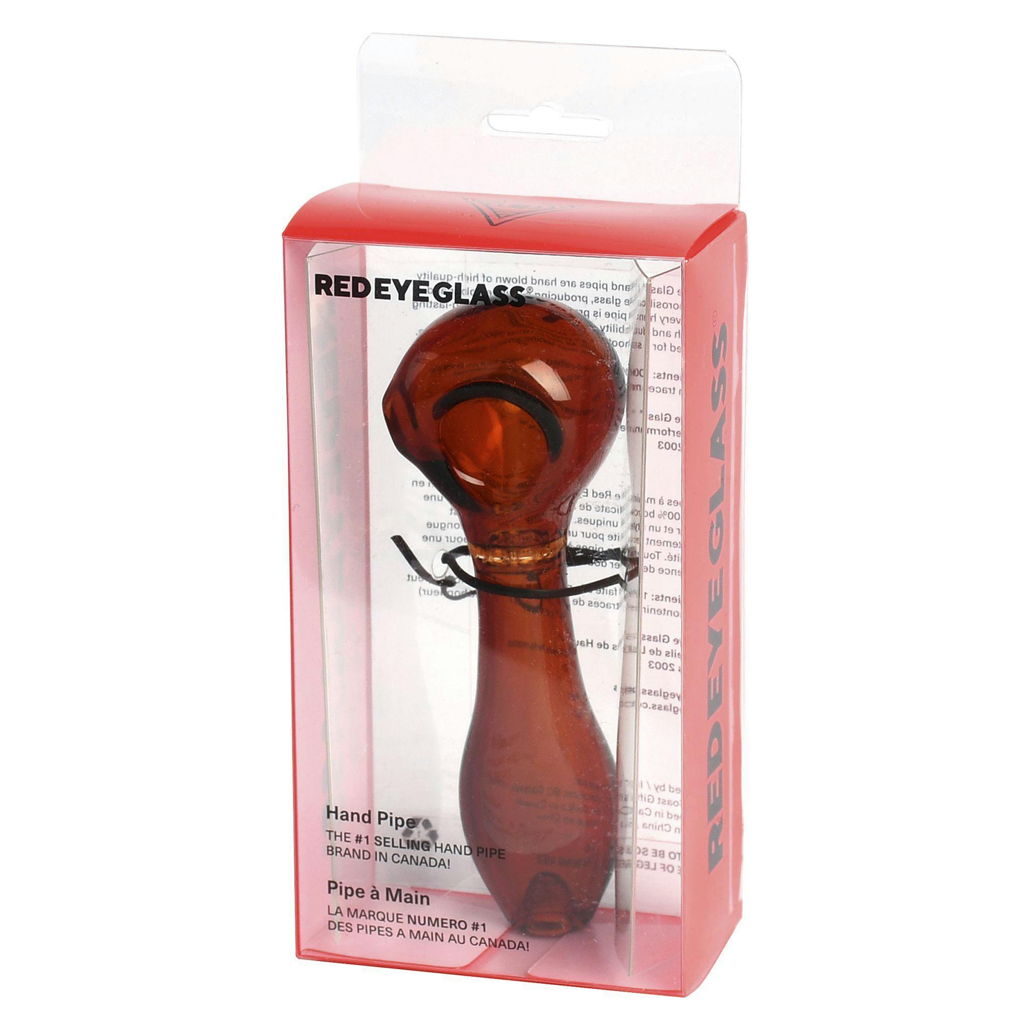 Red Eye Glass - Glass Hand Pipe with Screen - Amber