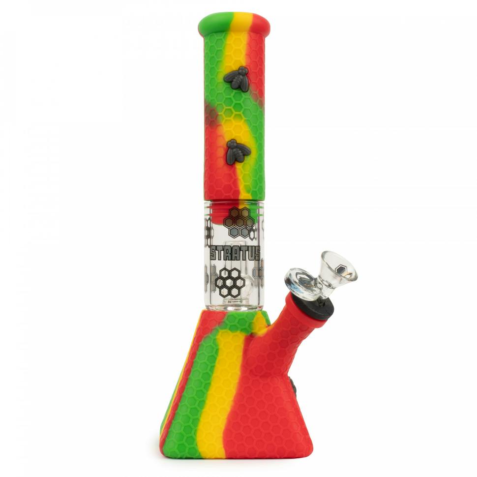 West Coast Gifts 11" Dual Chamber Pyramid Water Pipe - Rasta