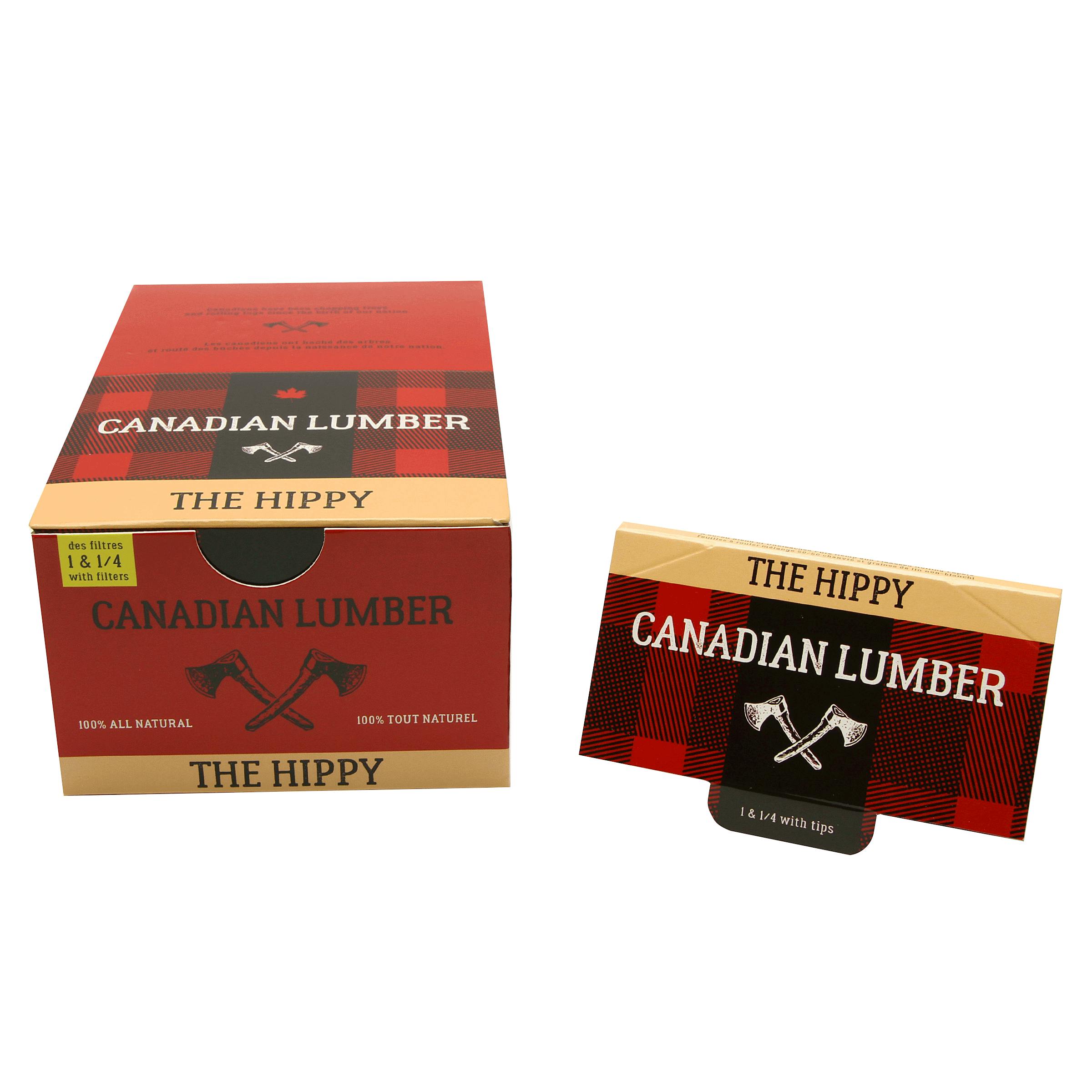 Canadian Lumber - Hippy Unbleached Hemp & Flax Rolling Papers with Tips - 1.25"