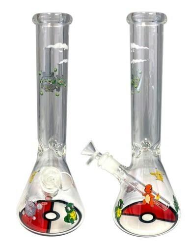 Glass Bong 12" 5mm Beaker Anime Design - Pokemon