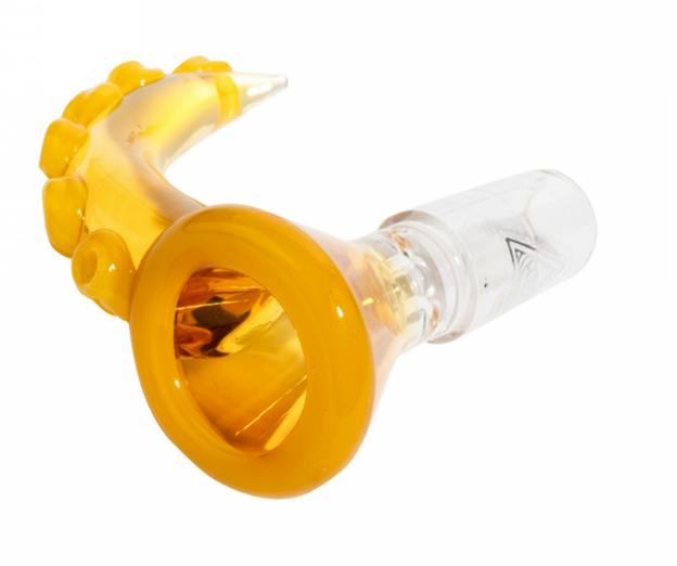 Red Eye Glass Bowl - 14mm Tentacle Cone Pull-Out Honey Gold & Yellow