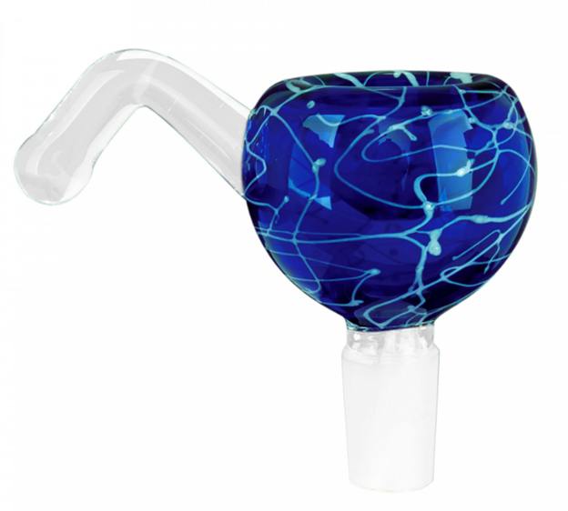 Red Eye Glass Bowl - 14mm Glass-On-Glass Van Halen Pull-Out Blue & White