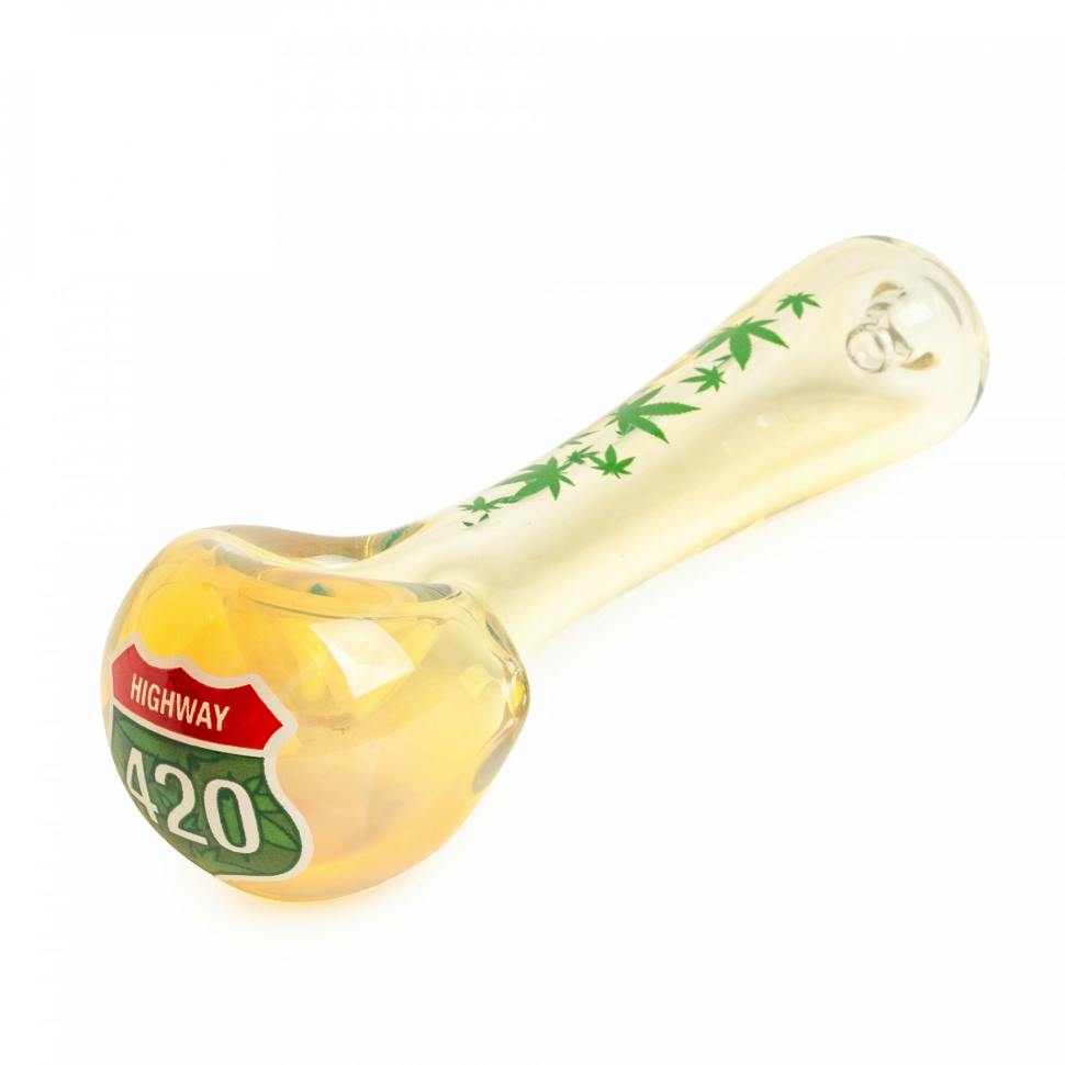 Red Eye Glass 4.5" Highway 420 Spoon Hand Pipe in a Collectible Tin - Colour Changing