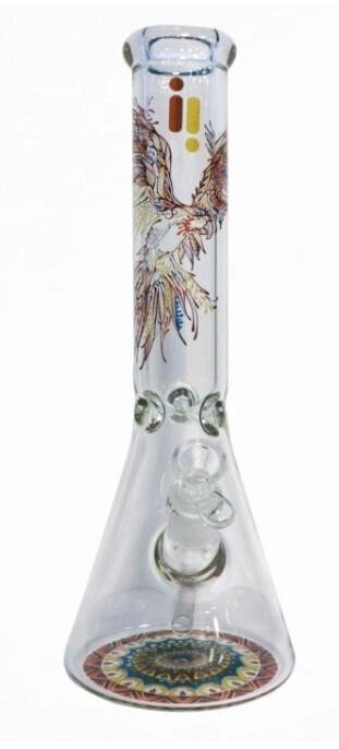 Infyniti 14inch Water Pipe Phoenix (Bird) Design Ice Catcher and Beaker Base