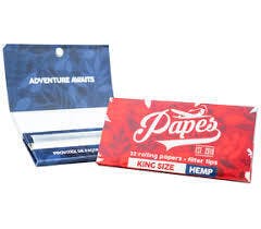 Papes Rolling Papers King Hemp w/32 leaflets, tips, mag