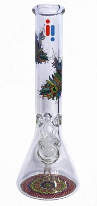 Infyniti 14inch Water Pipe Feather Design Ice Catcher and Beaker Base