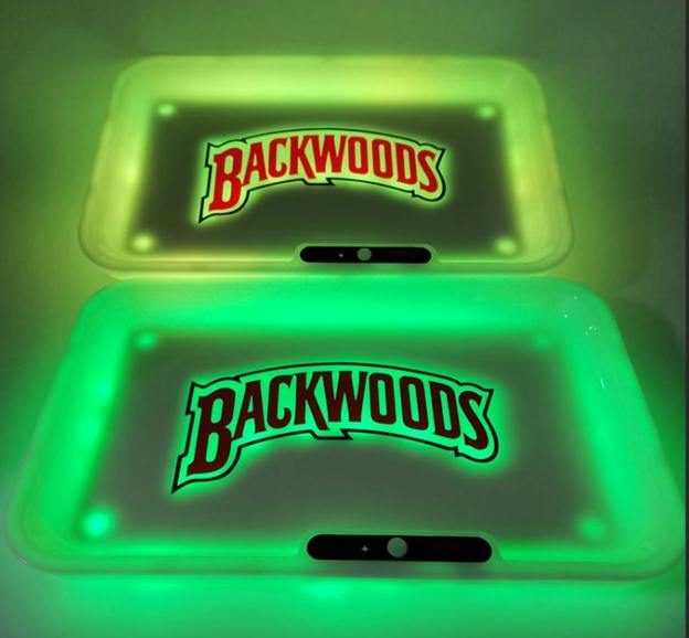 LED Plastic Rolling Tray Assorted Graphics - Backwoods