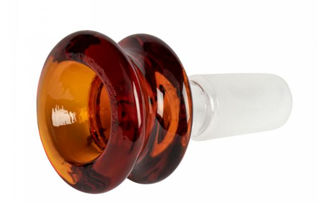 Red Eye Glass Bowl - 14mm Barrel Pull-Out Amber