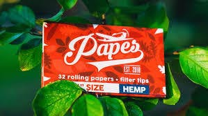Papes Rolling Papers 1 1/4" hemp w/32 leaflets,tips,mag